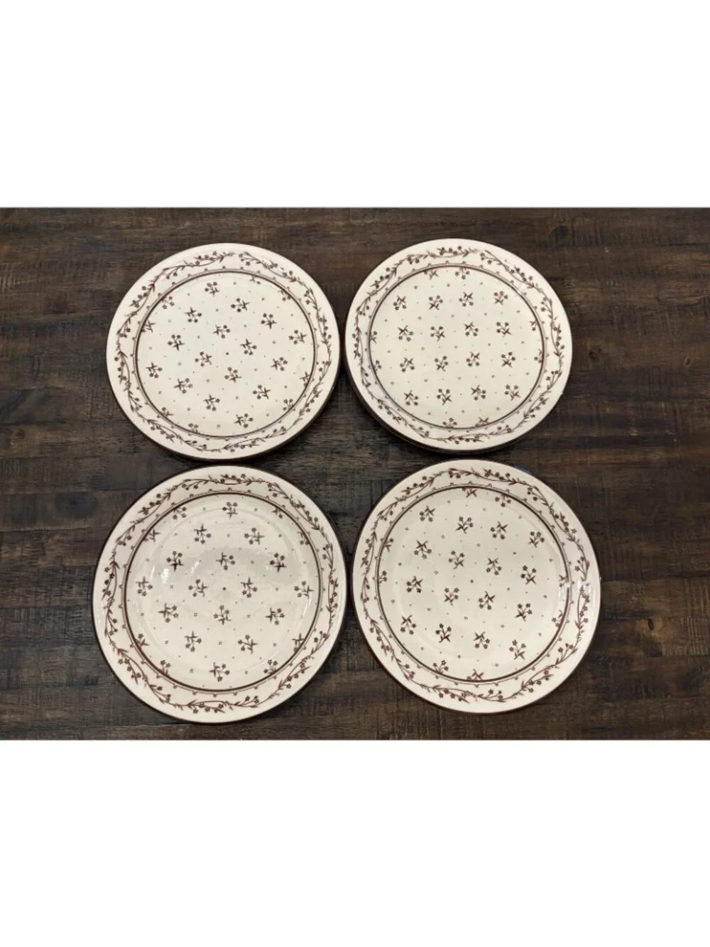Sango Stoneware Dinner Plates Provence 261 Bouquet Brown Japan 4 Total